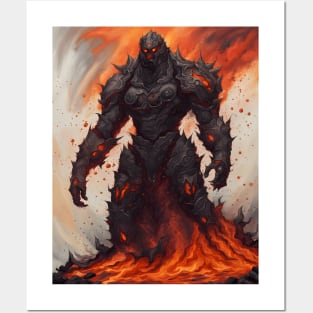 Motlen lava golem fire Posters and Art